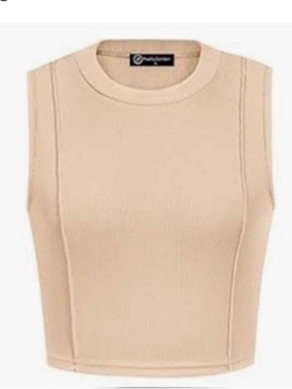 NWT PRETTYGARDEN Cream Ribbed Sleeveless Loungewear Crop Top Size S